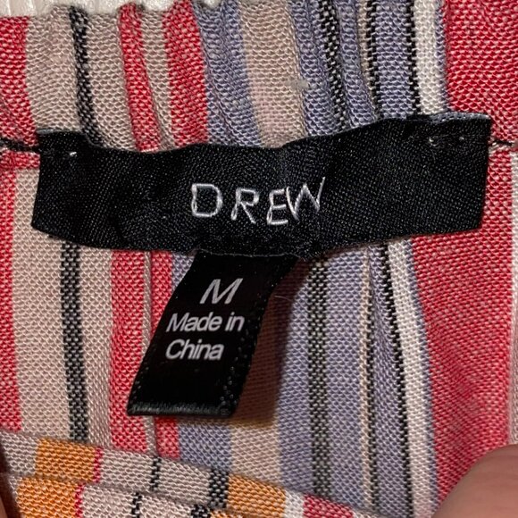 Striped Strapless Jumpsuit By Drew Womens XL Multicolor Rayon Linen Cotton Blend - Picture 4 of 9